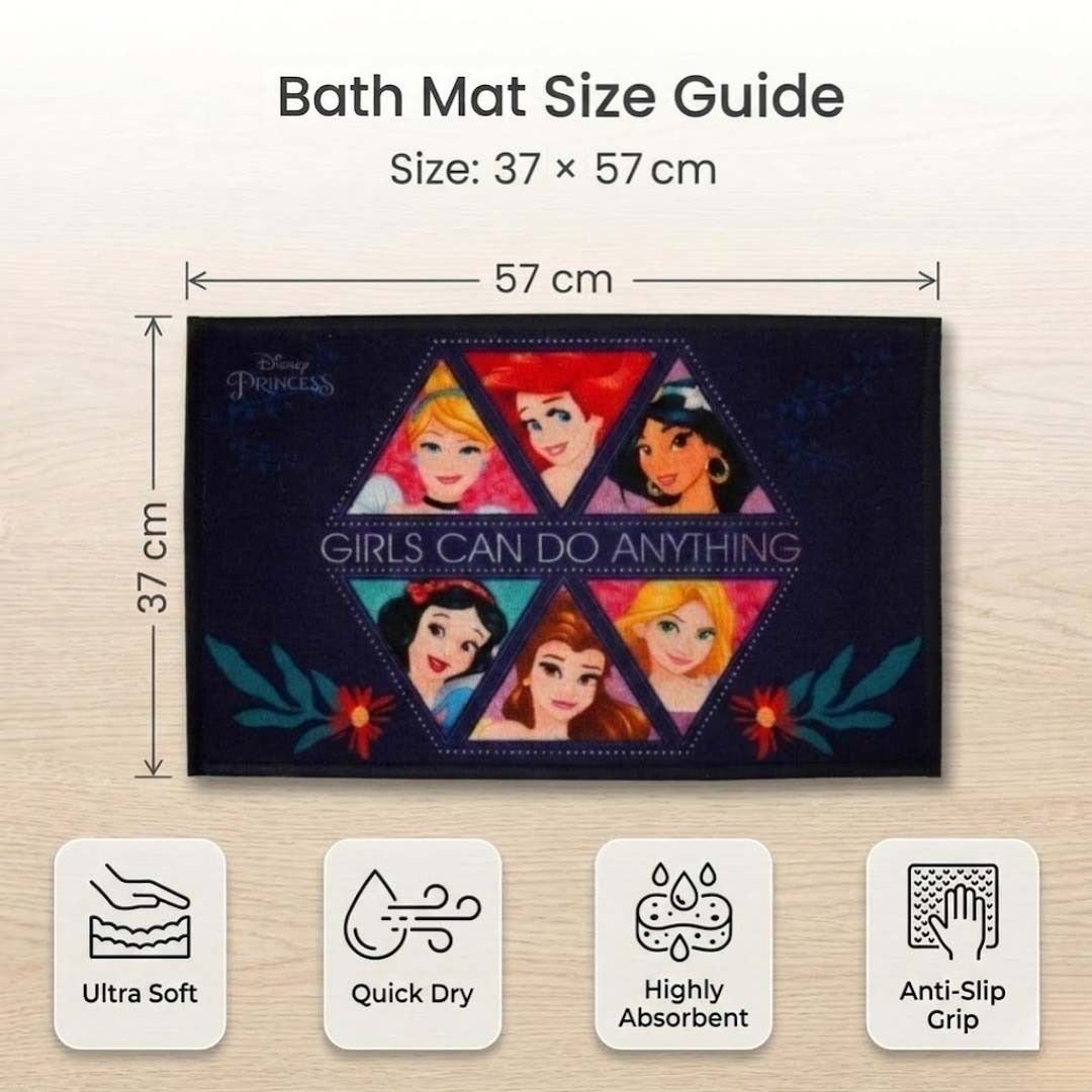 Disney Princess Girls Printed Premium Kids Bathmat by Athom Living - Athom Living