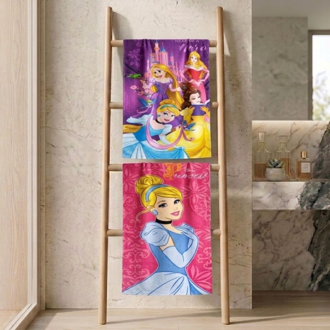 Disney Princess "Heart Of A Hero" Kids Bath Towel Combo - Pack of 2 by Athom Living - Athom Living