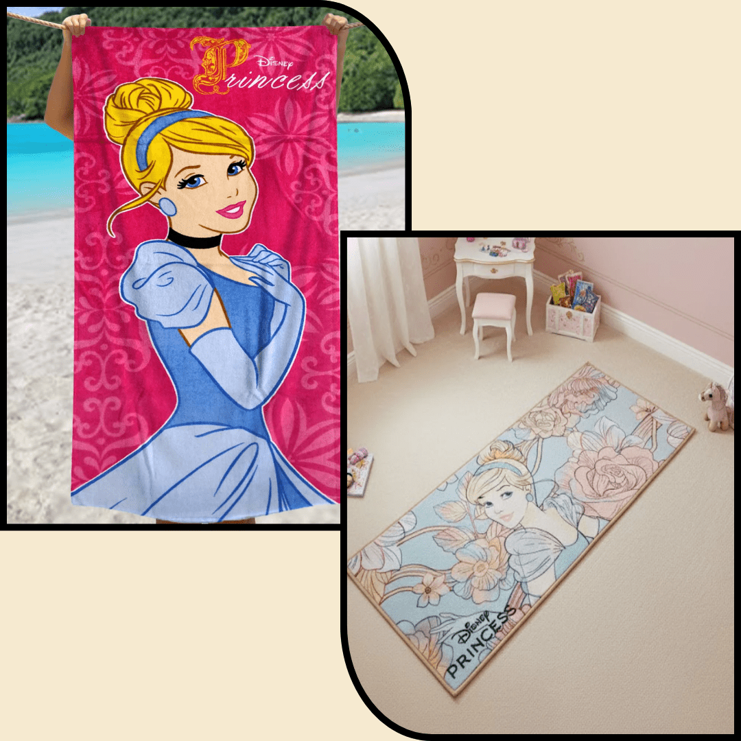 Disney Princess Kids Bath Towel and Kids Runner Carpet Combo - Pack of 2 by Athom Living - Athom Living