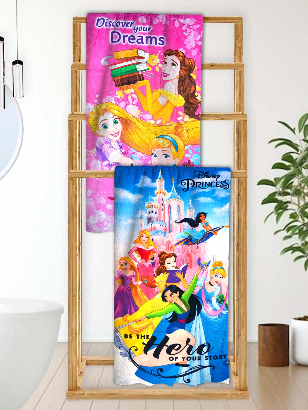 Disney Princess Kids Bath Towel Pack of 2 – Soft & Vibrant Design by Athom Living - Athom Living
