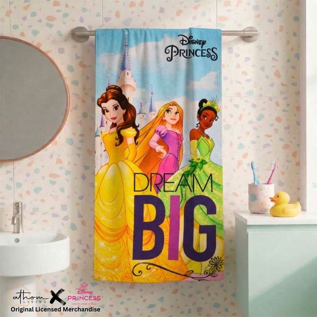 Disney Princess Kids Bath Towel - Soft & Premium Quality by Athom Living - Athom Living