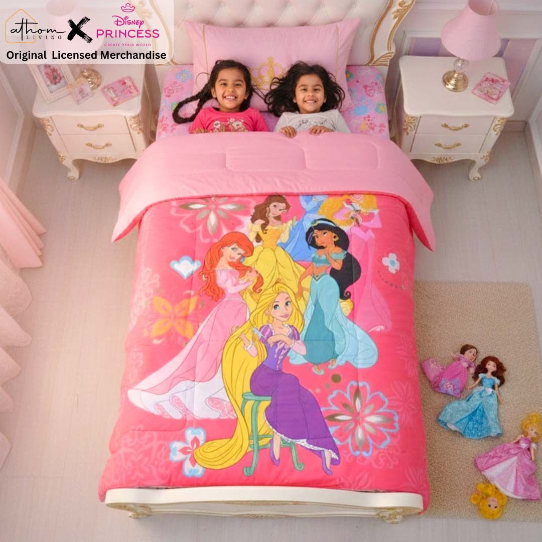 Disney Princess Kids Comforter – Magical Cozy Nights – Single – by Athom Living - Athom Living