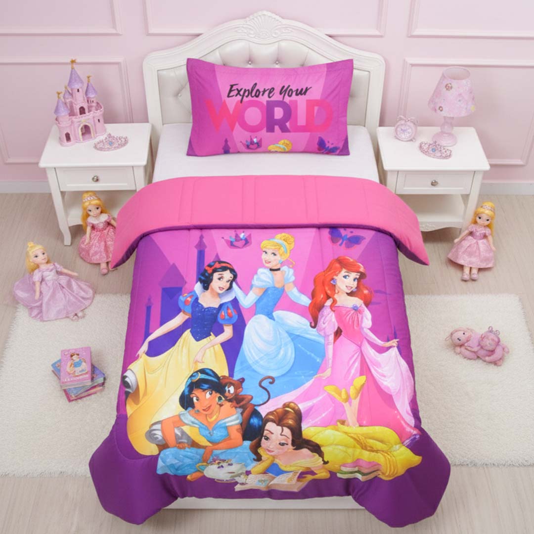 Disney Princess Kids Comforter – Single – "Explore Your World" by Athom Living - Athom Living