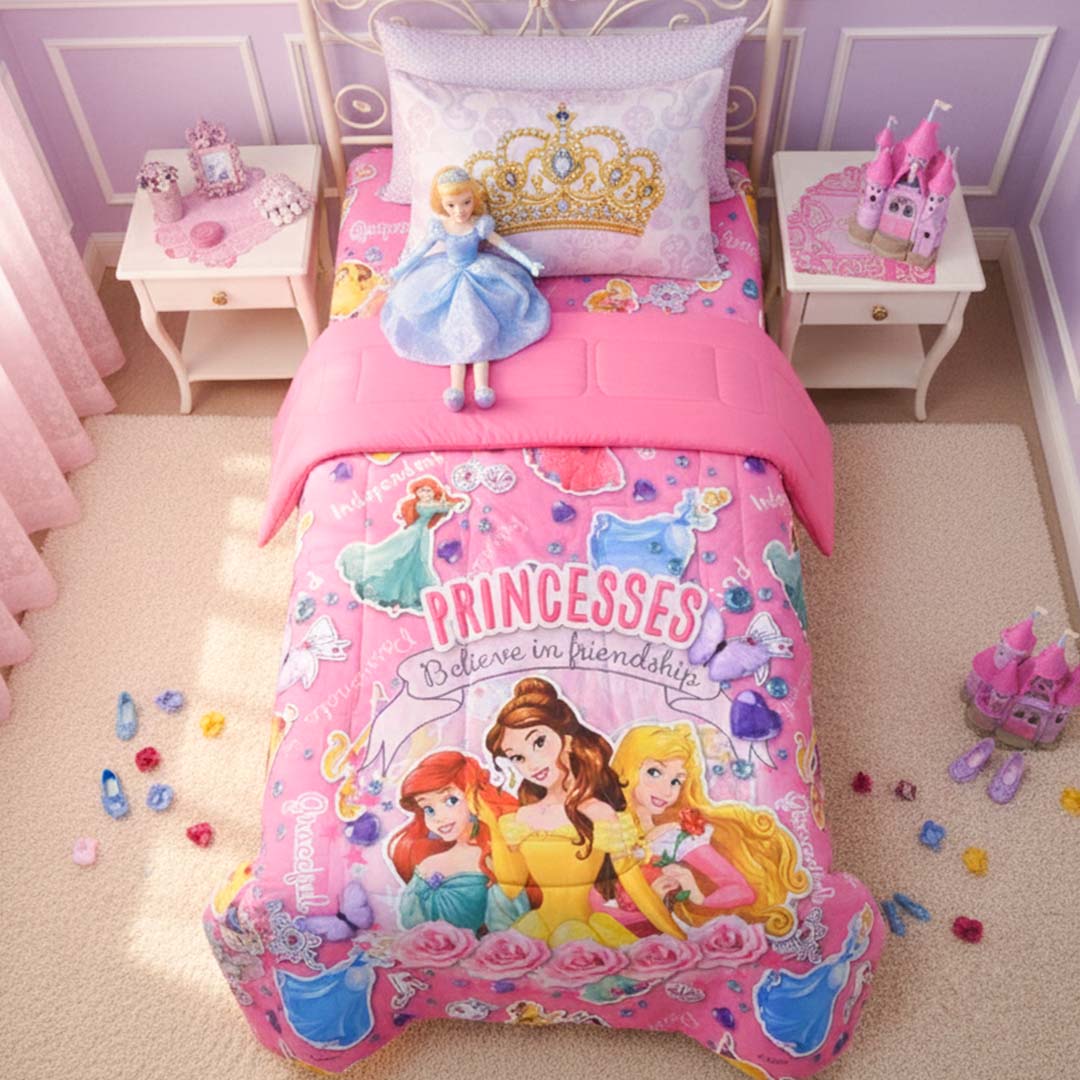 Disney Princess Kids Comforter – Single – "Princesses Believe in Friendship" by Athom Living - Athom Living