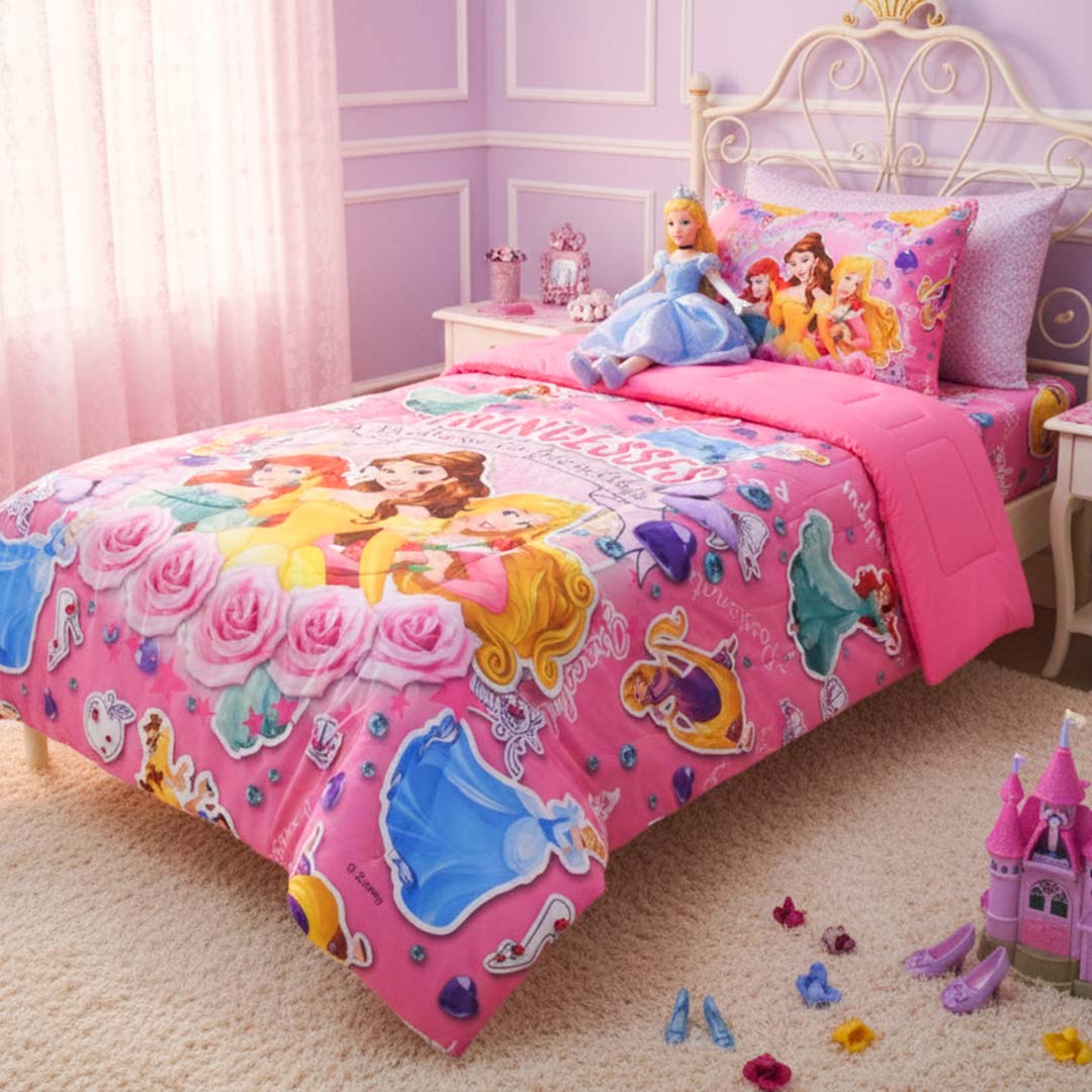 Disney Princess Kids Comforter – Single – "Princesses Believe in Friendship" by Athom Living - Athom Living