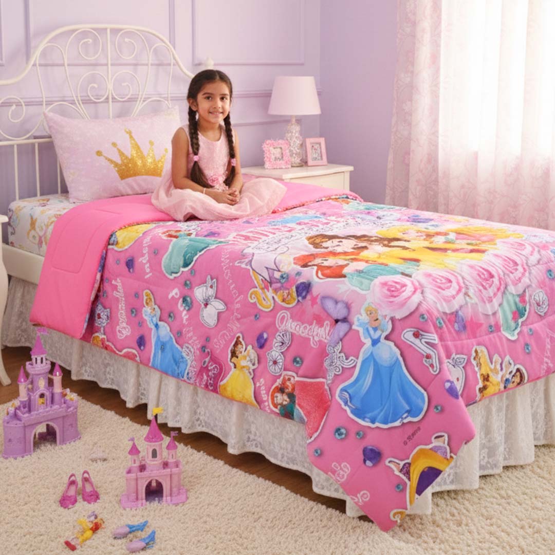 Disney Princess Kids Comforter – Single – "Princesses Believe in Friendship" by Athom Living - Athom Living
