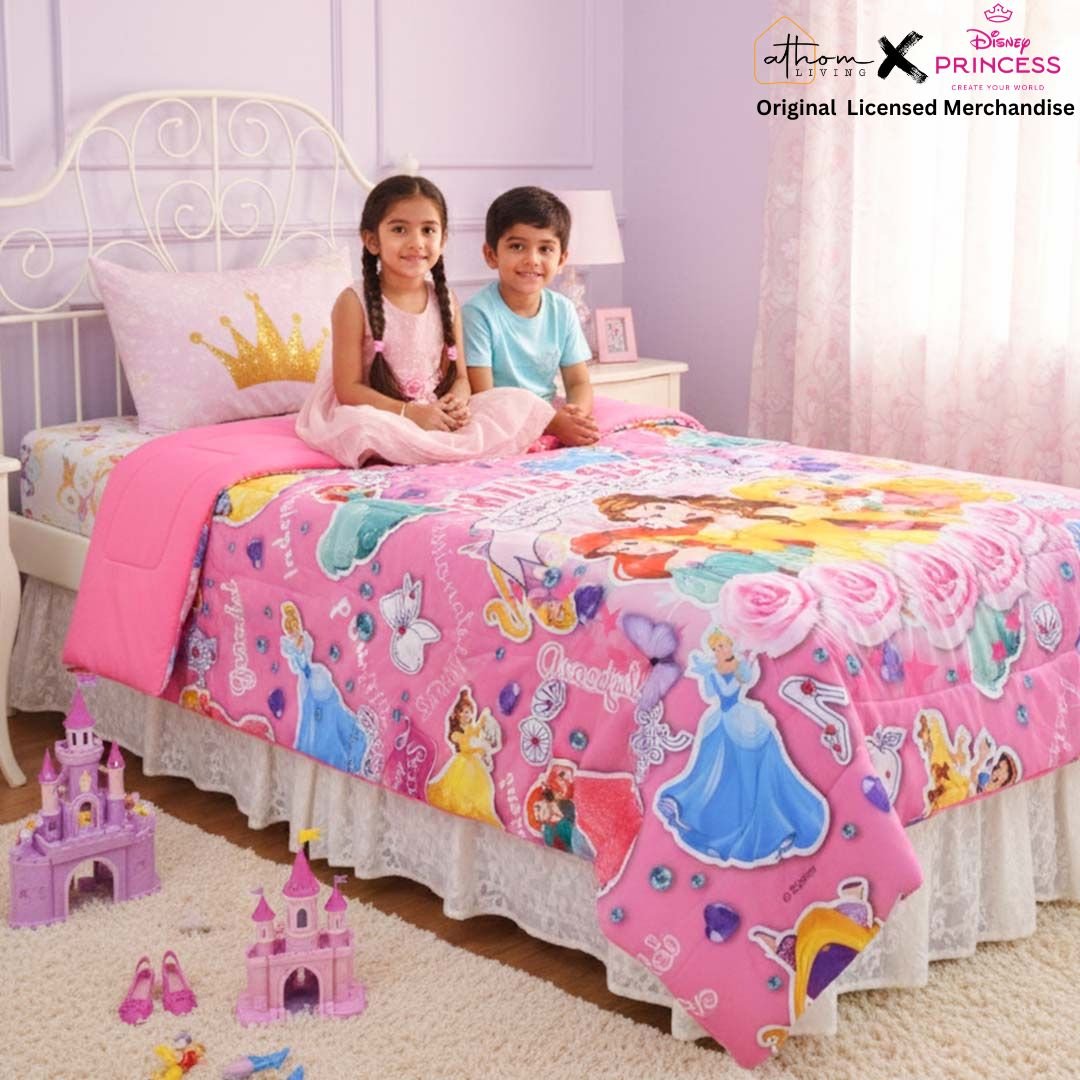Disney Princess Kids Comforter – Single – "Princesses Believe in Friendship" by Athom Living - Athom Living