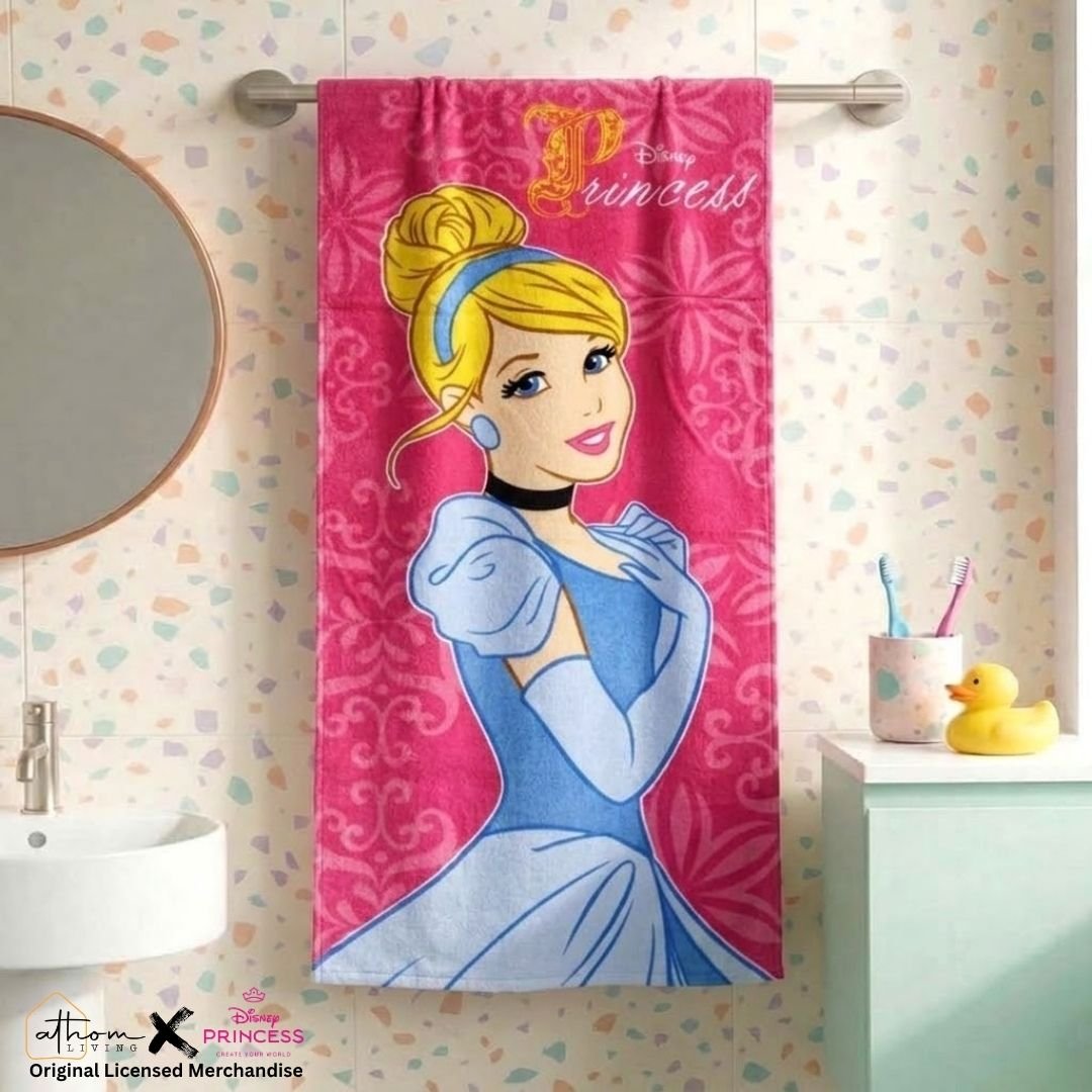 Disney Princess Kids Cotton Bath Towel - Soft & Absorbent by Athom Living - Athom Living
