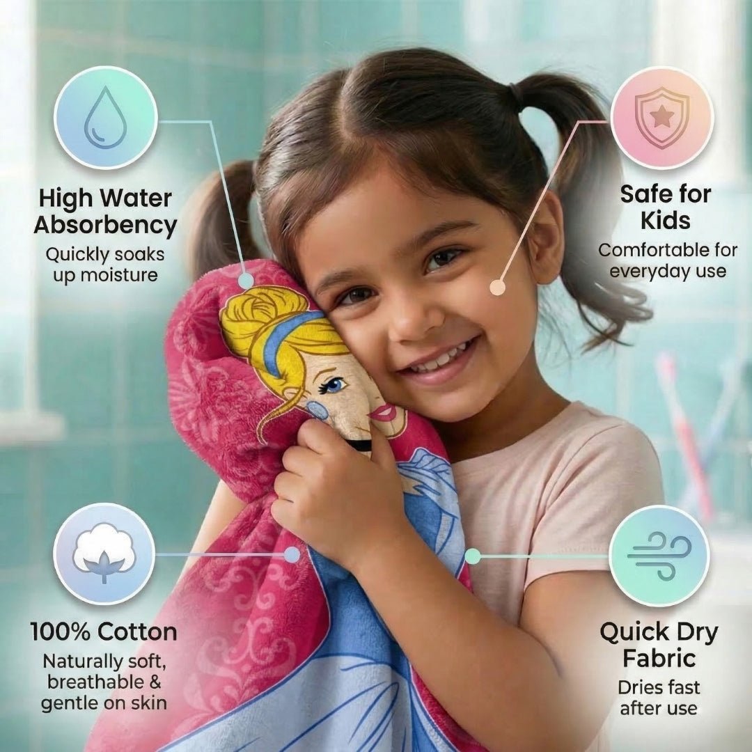 Disney Princess Kids Cotton Bath Towel - Soft & Absorbent by Athom Living - Athom Living