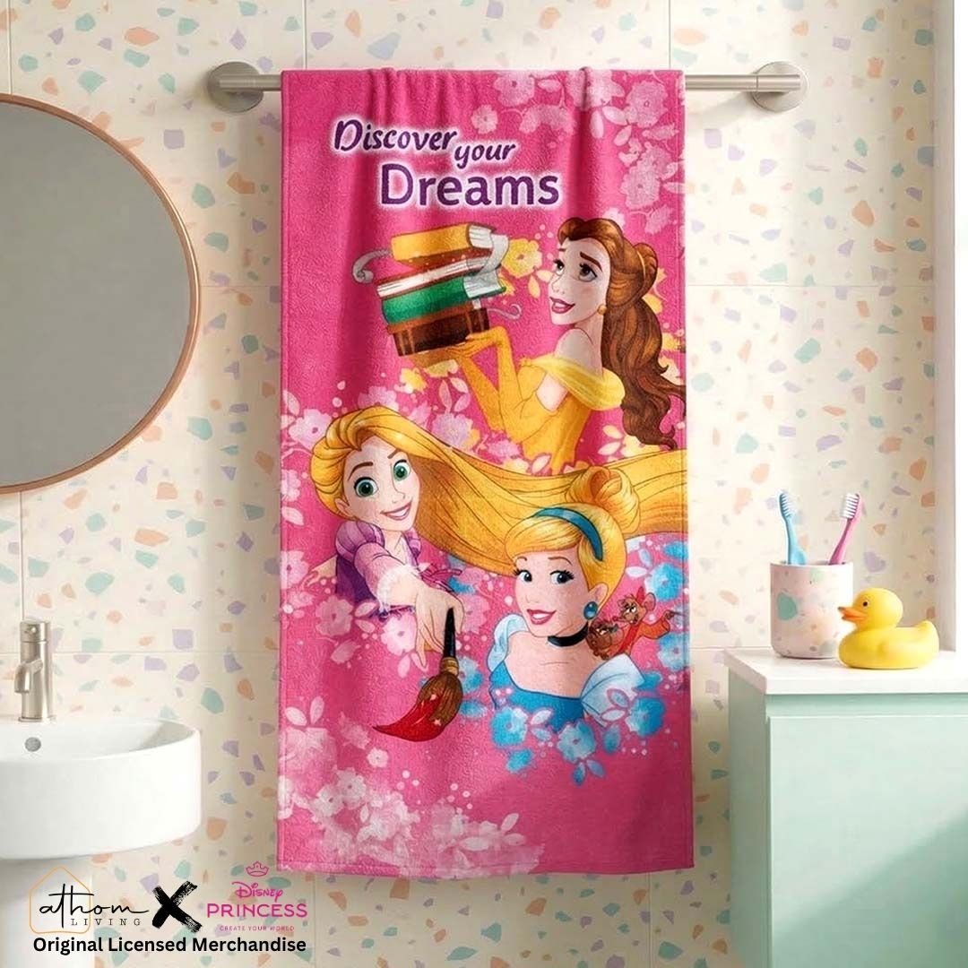 Disney Princess Kids Cotton Bath Towel – Soft, Cozy & Fun by Athom Living - Athom Living