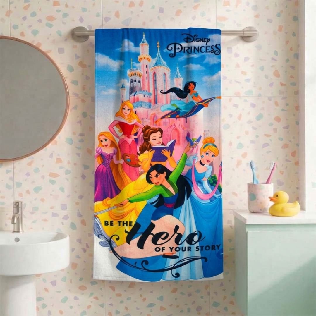 Disney Princess Kids Hooded Towel and Kids Bath Towel Combo by Athom Living - Athom Living