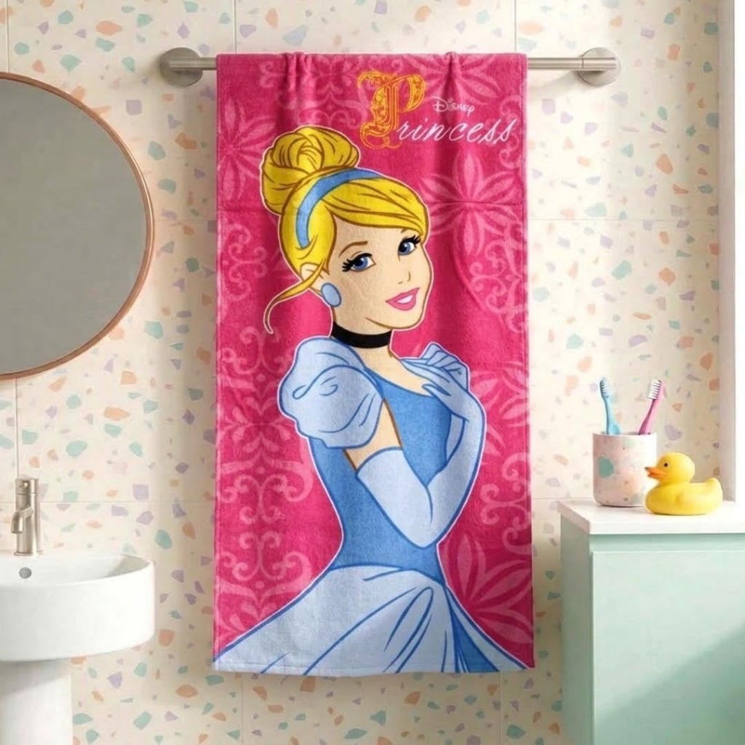 Disney Princess Kids Pink Hooded and Bath Towel Combo by Athom Living - Athom Living