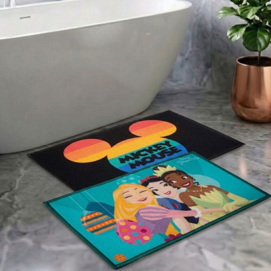 Disney Princess & Mickey Mouse Kids Bathmat Combo - Pack of 2 by Athom Living - Athom Living