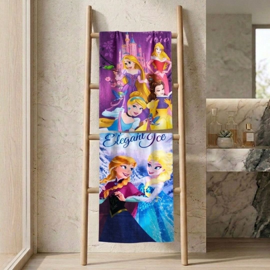 Disney Princess "Sparkling Elegant Ice" Kids Bath Towel Combo - Pack of 2 by Athom Living - Athom Living