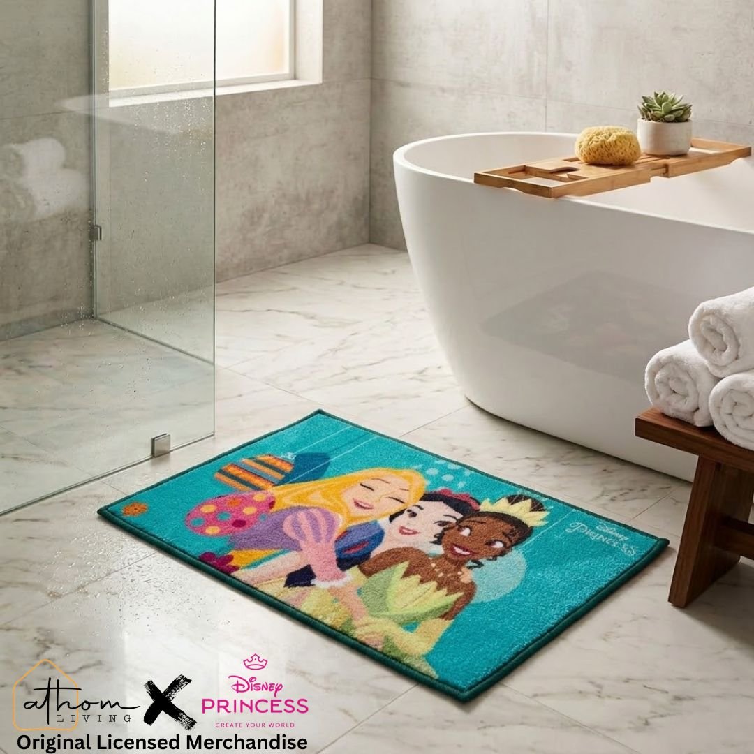 Disney Princess "Step Into a World of Royal Fun!" Anti - Slip Kids Bathmat by Athom Living - Athom Living