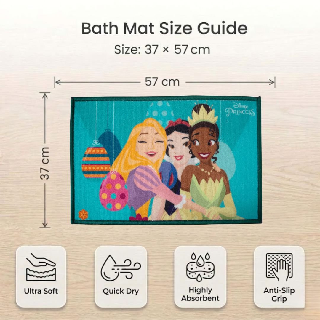 Disney Princess "Step Into a World of Royal Fun!" Anti - Slip Kids Bathmat by Athom Living - Athom Living