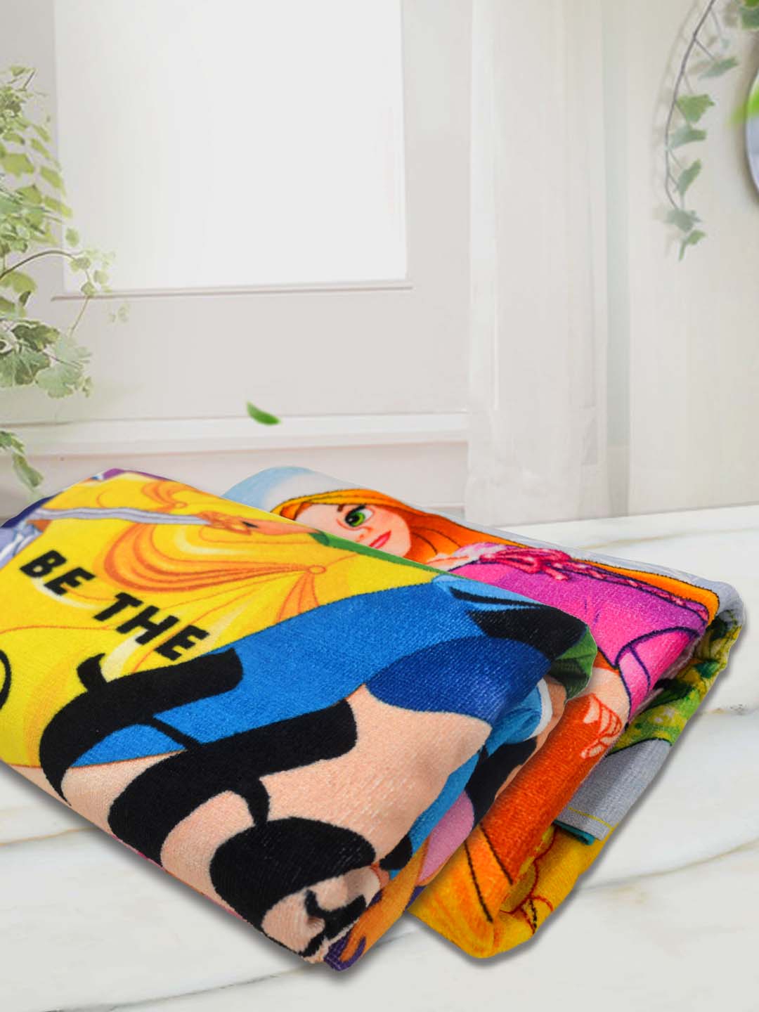 Disney Princess Themed Kids Bath Towel Combo - Pack of 2 by Athom Living - Athom Living