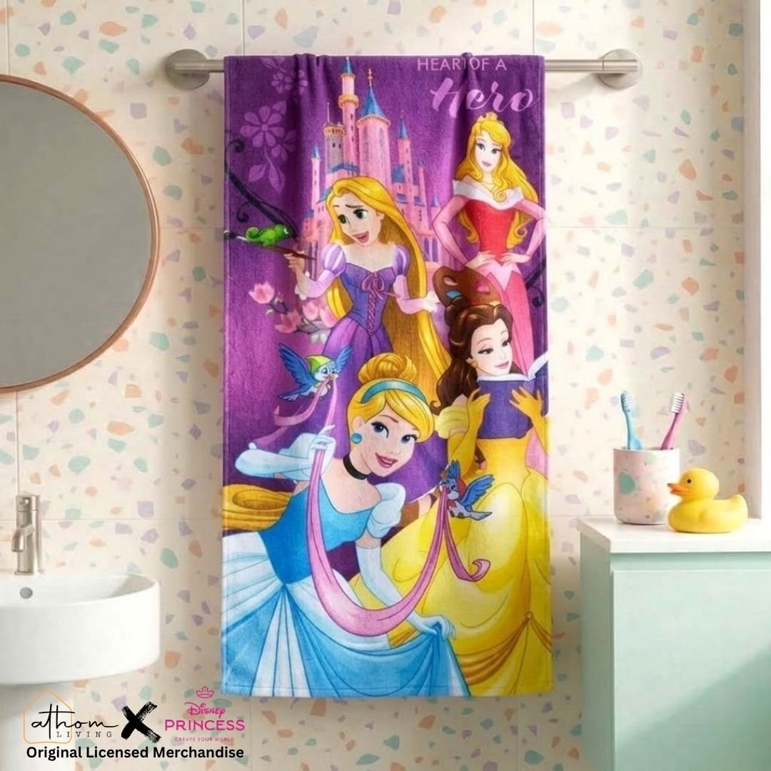 Disney Princess Themed Kids Cotton Bath Towel by Athom Living - Athom Living
