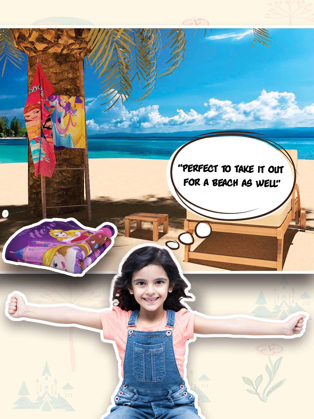 Disney Purple Princess Kids Cotton Bath Towel by Athom Living - Athom Living