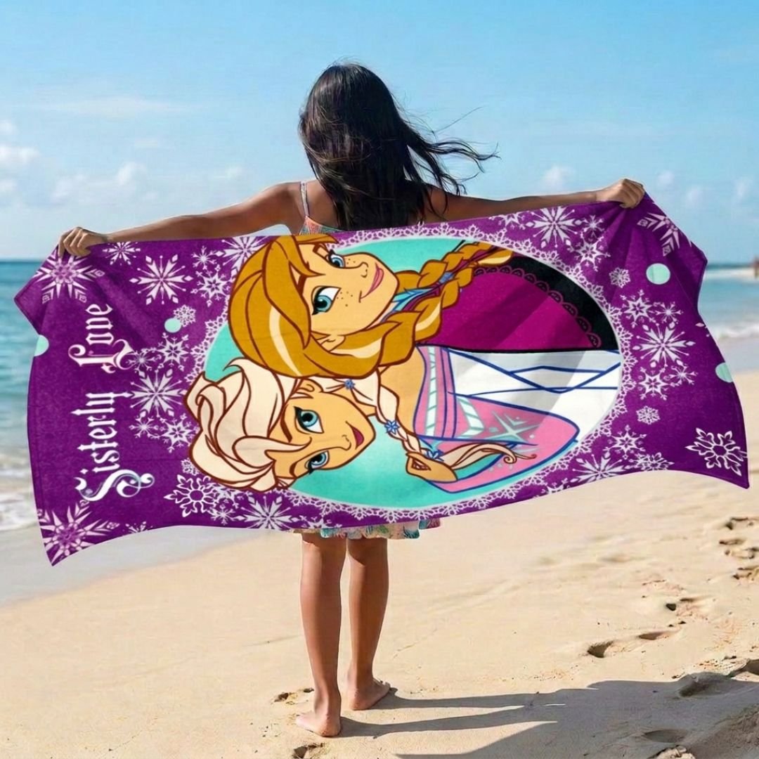 Disney Sisterly Love Frozen Kids Bath Towel - Soft & Absorbent Cotton by Athom living - Athom Living