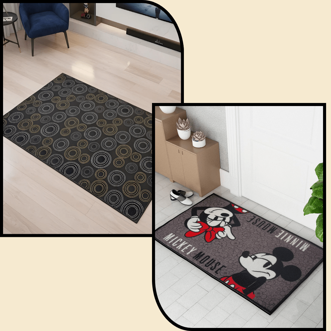 Disney themed anti skid carpet and doormat combo set of 2 by Athom Living - Athom Living