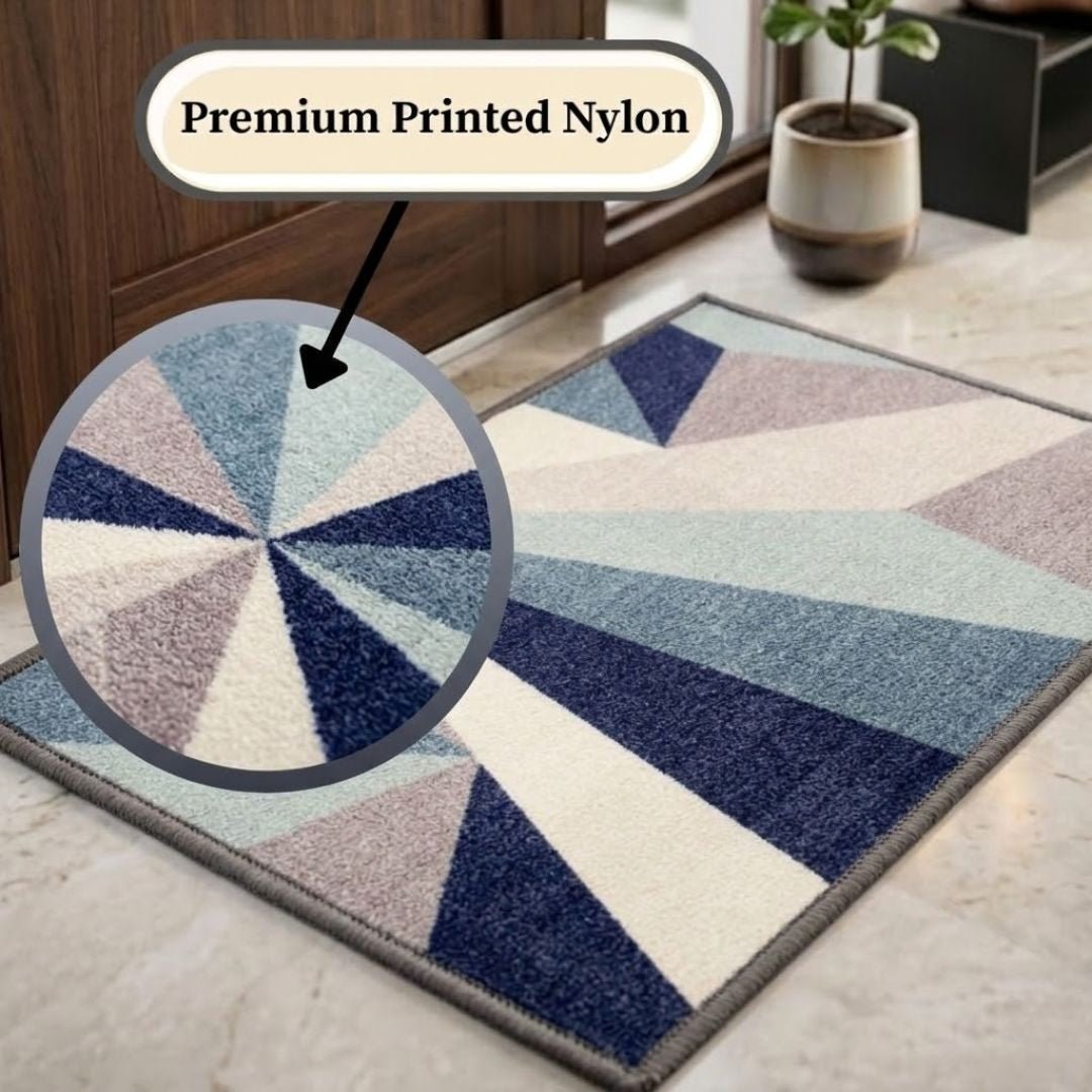 Distressed Blue Premium Anti Slip Printed Door Mat Pack of 2 by Athom Living - Athom Living