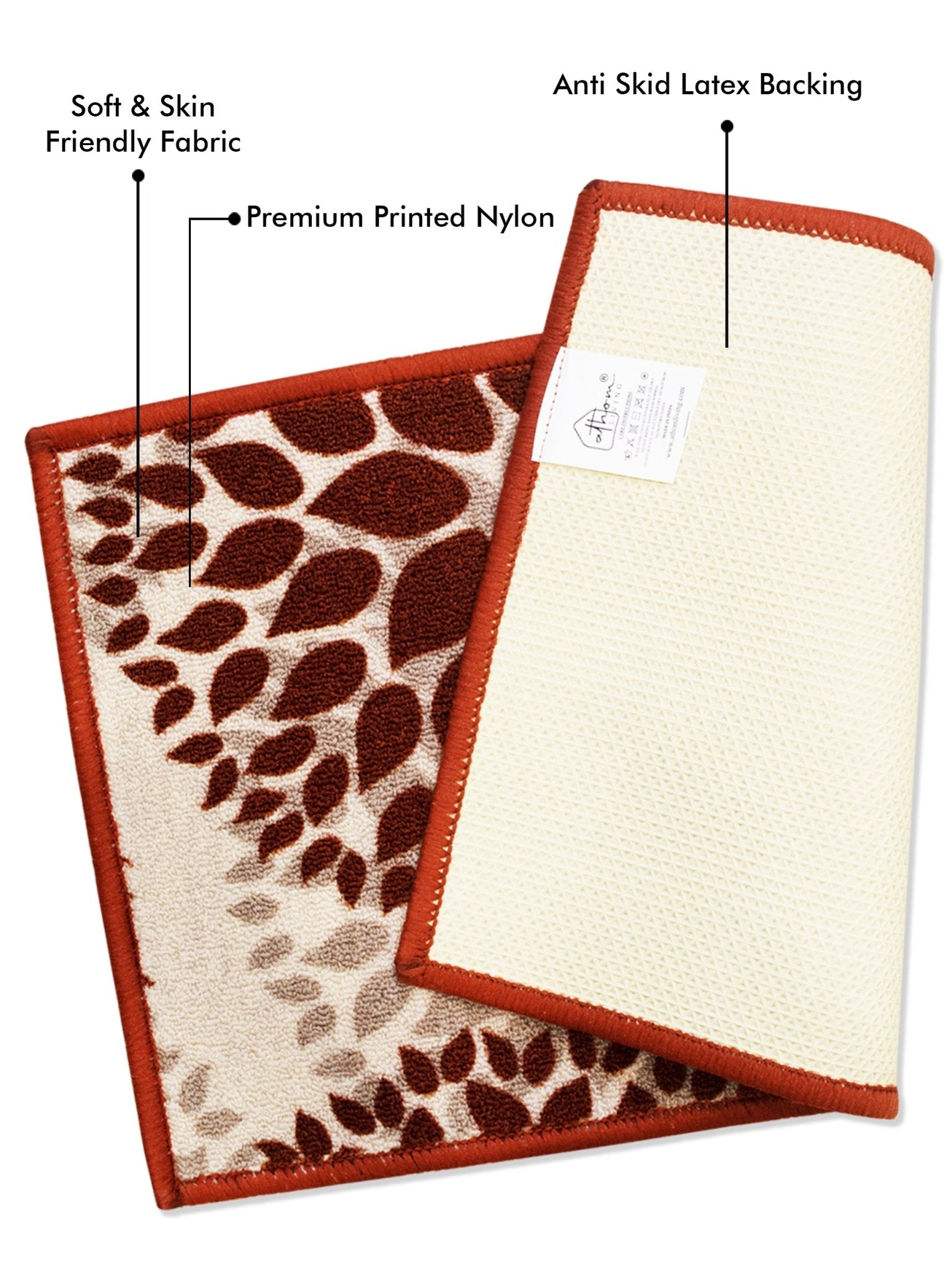 Drop Beige Premium Anti Slip Printed Door Mat Pack of 2 by Athom Living - Athom Living