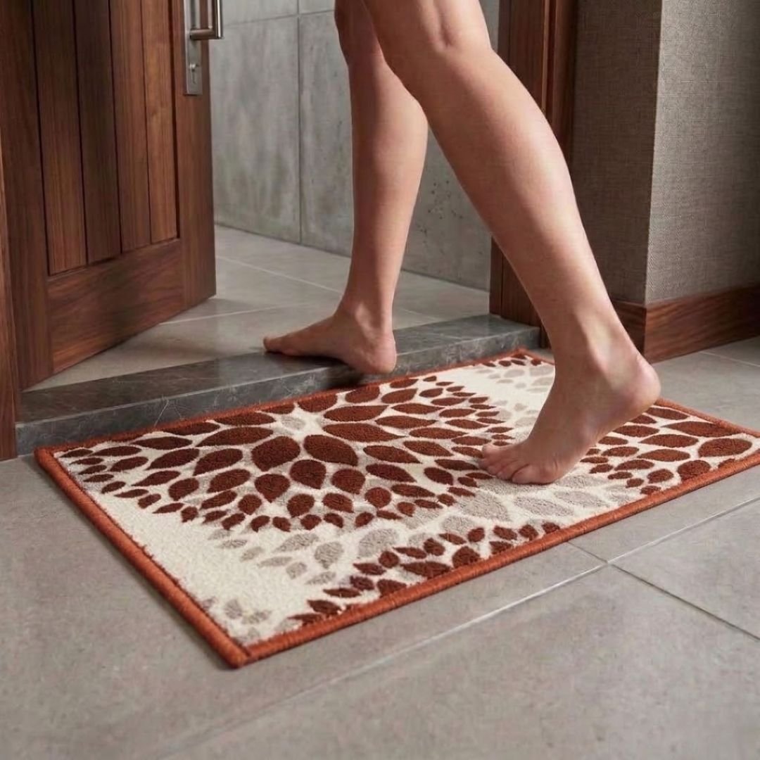 Drop Beige Premium Anti Slip Printed Door Mat Pack of 2 by Athom Living - Athom Living