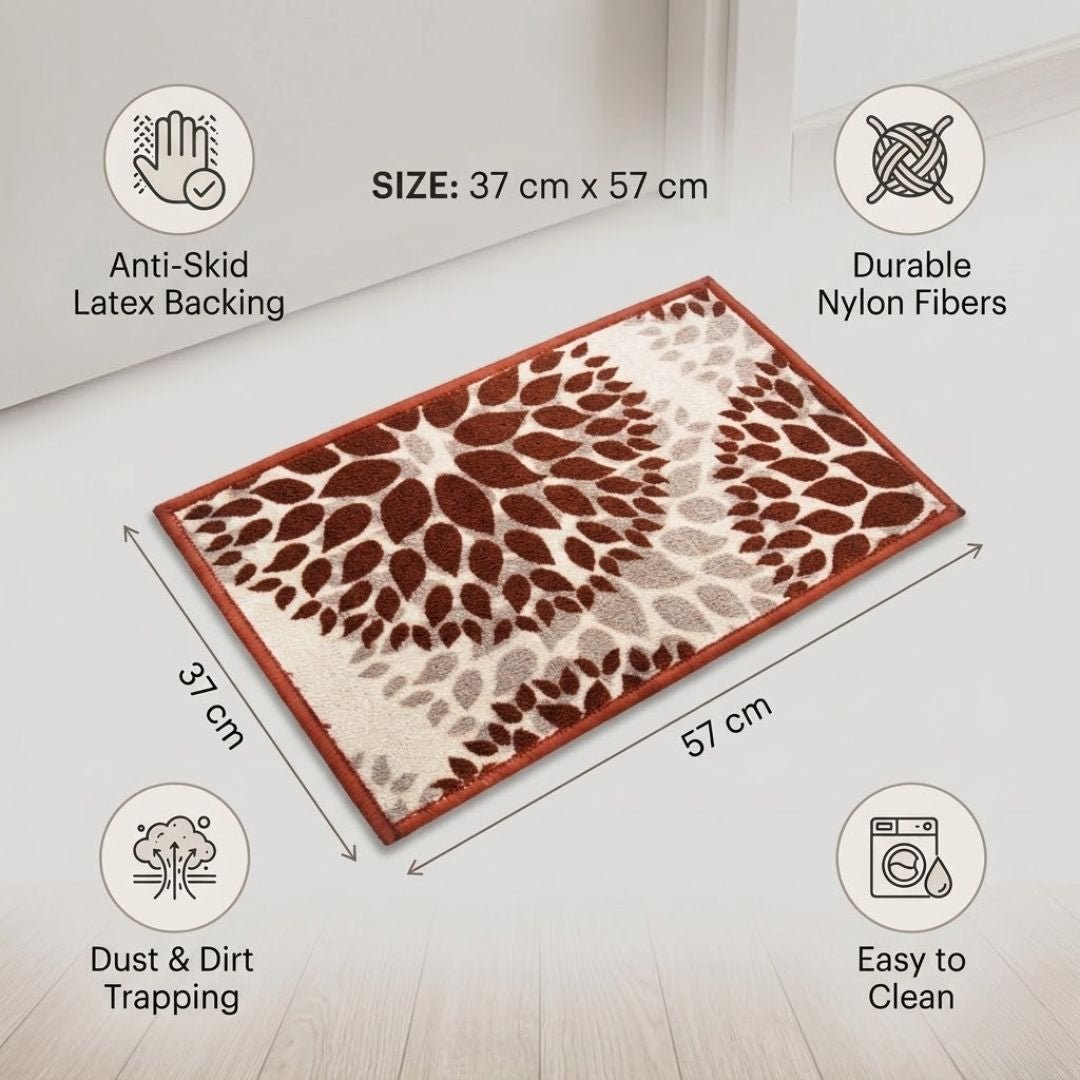 Drop Beige Premium Anti Slip Printed Door Mat Pack of 3 by Athom Living - Athom Living