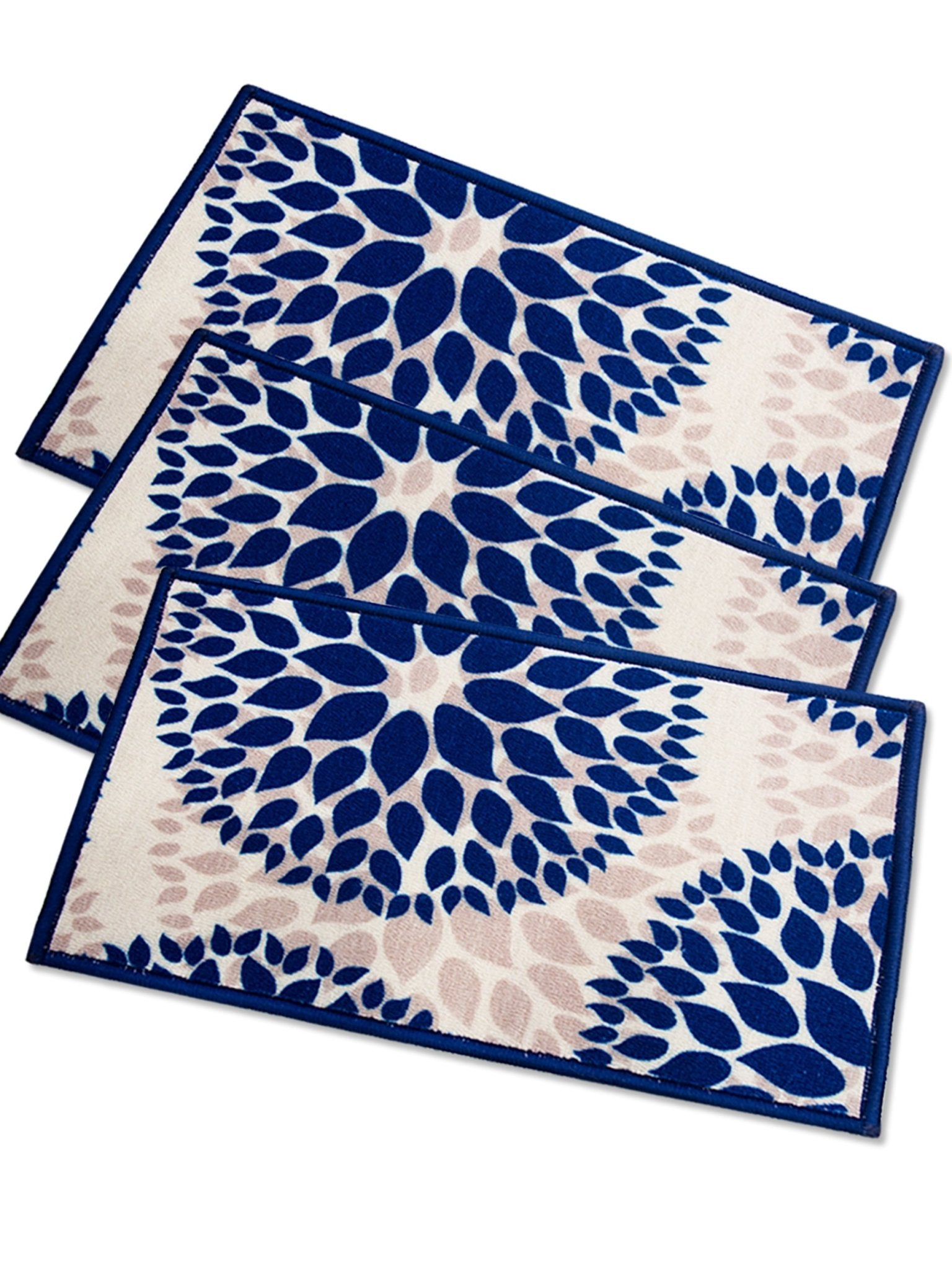 Drop Blue Premium Anti Slip Printed Door Mat Pack of 3 by Athom Living - Athom Living