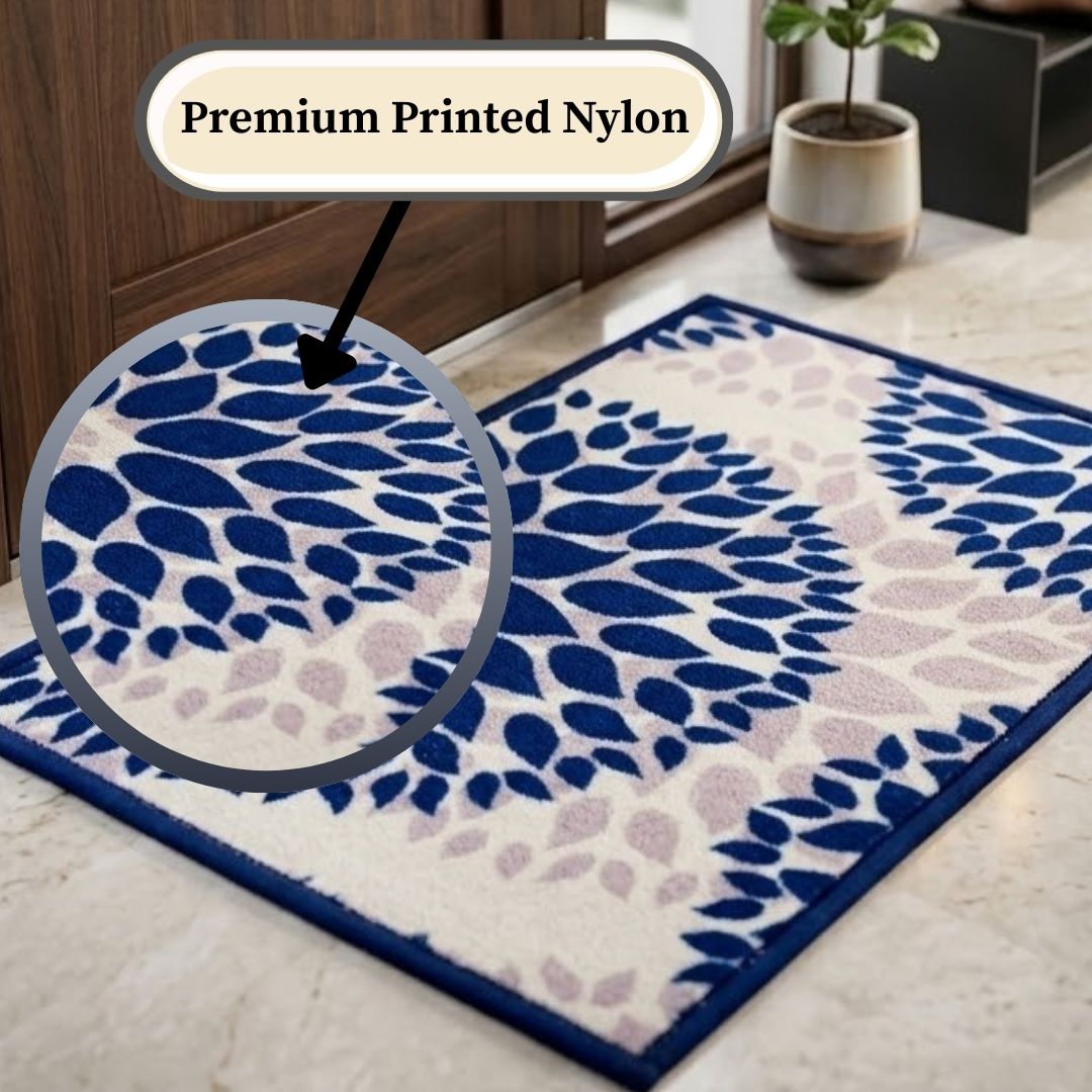 Drop Blue Premium Anti Slip Printed Door Mat Pack of 3 by Athom Living - Athom Living