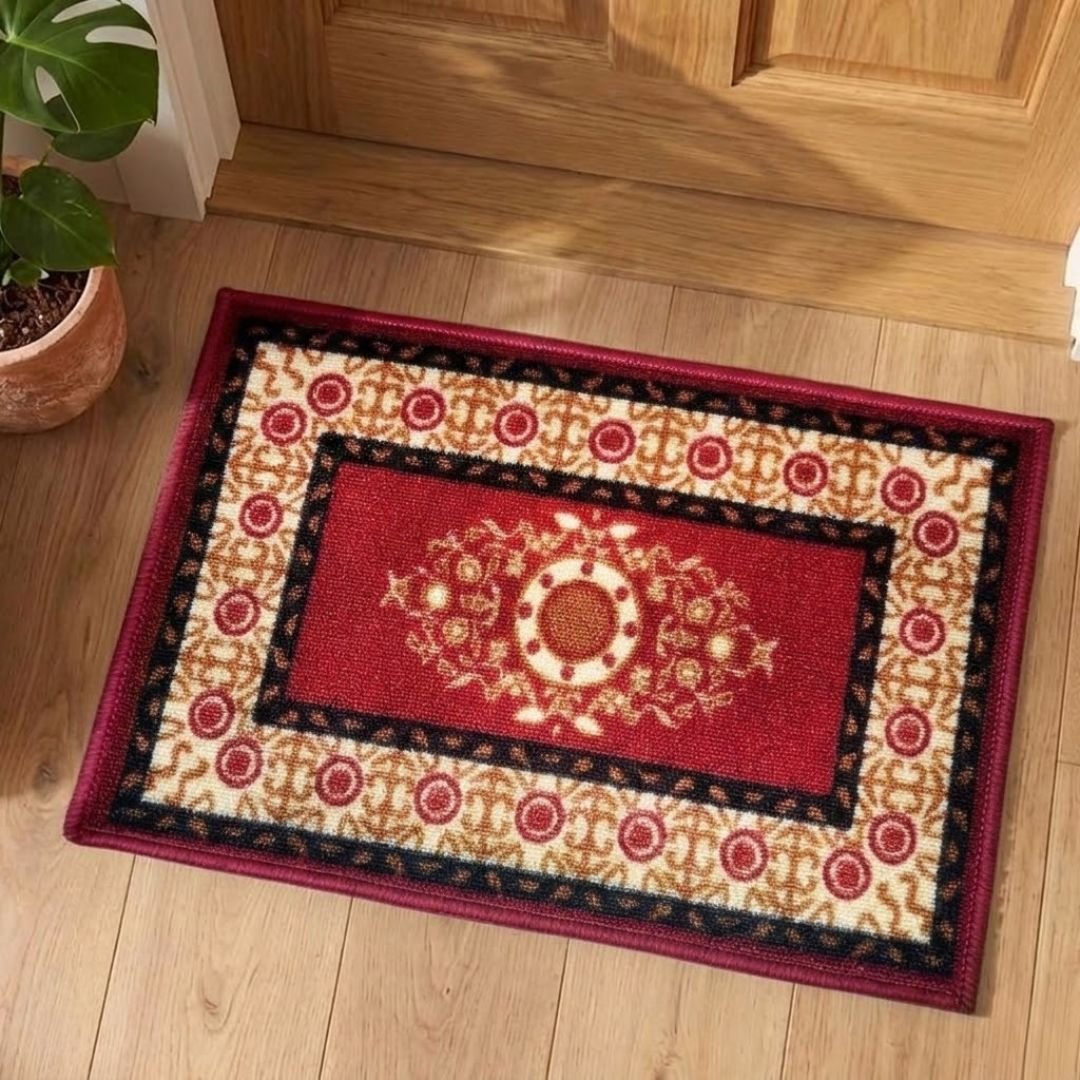 Eazy Home Floral Red Premium Anti Skid Doormat by Athom Living - Athom Living
