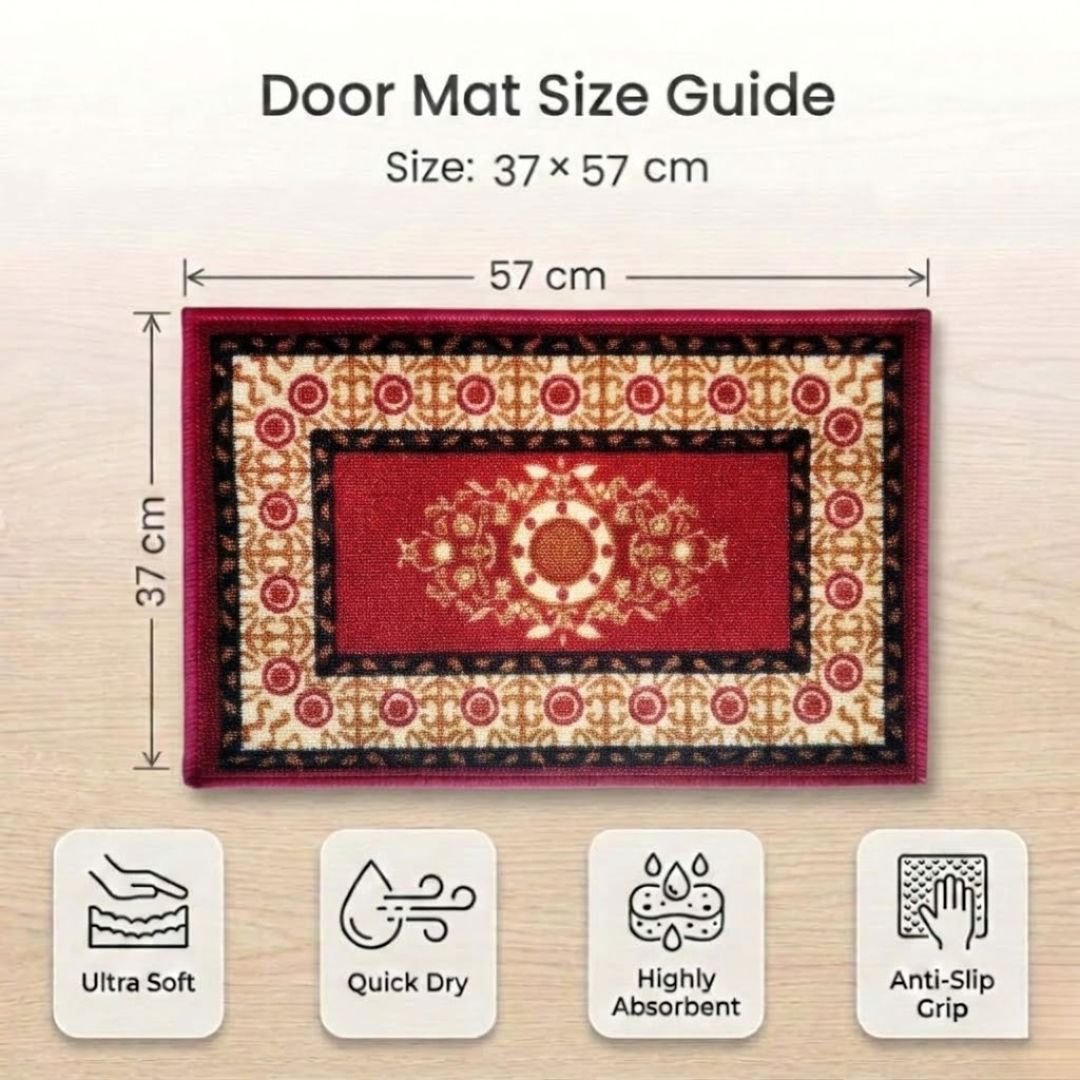 Eazy Home Floral Red Premium Anti Skid Doormat by Athom Living - Athom Living