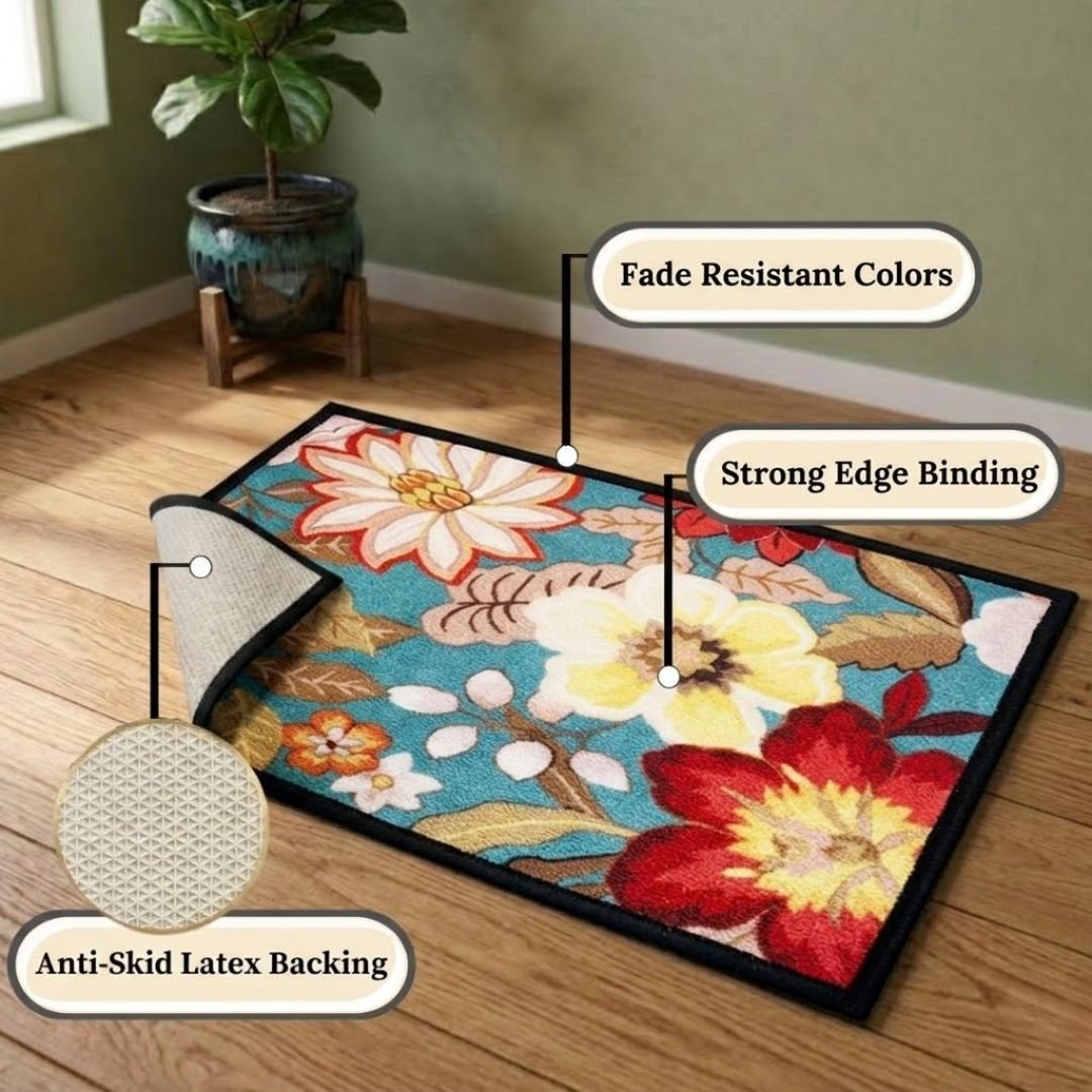 Floral Love Premium Anti Slip Printed Door Mat Pack of 2 by Athom Living - Athom Living