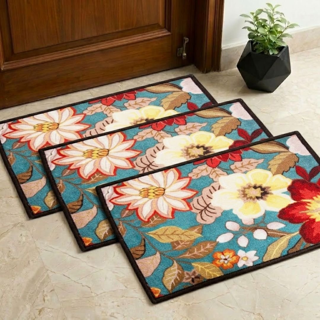 Floral Love Premium Anti Slip Printed Door Mat Pack of 3 by Athom Living - Athom Living