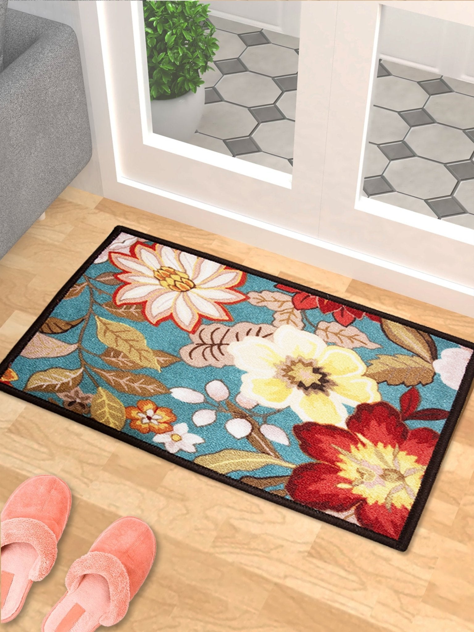 Floral Premium Anti - Slip Printed Door Mat by Athom Living - Athom Living