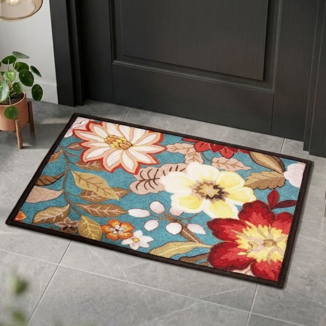 Floral Premium Anti - Slip Printed Door Mat by Athom Living - Athom Living