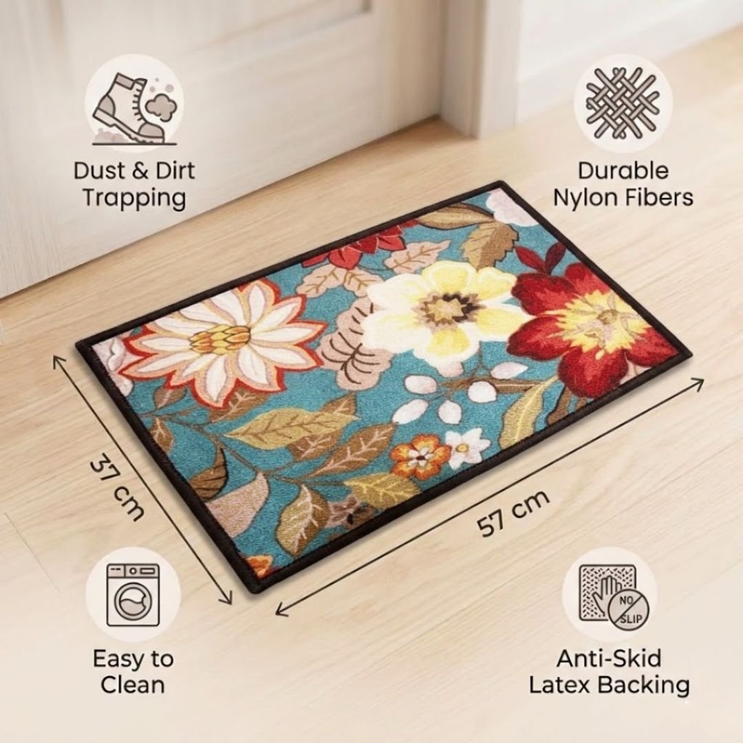 Floral Premium Anti - Slip Printed Door Mat by Athom Living - Athom Living