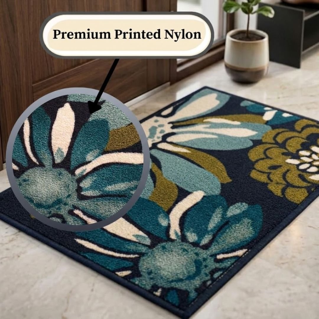 Flower Canvas Premium Anti Slip Printed Door Mat Pack of 2 by Athom Living - Athom Living
