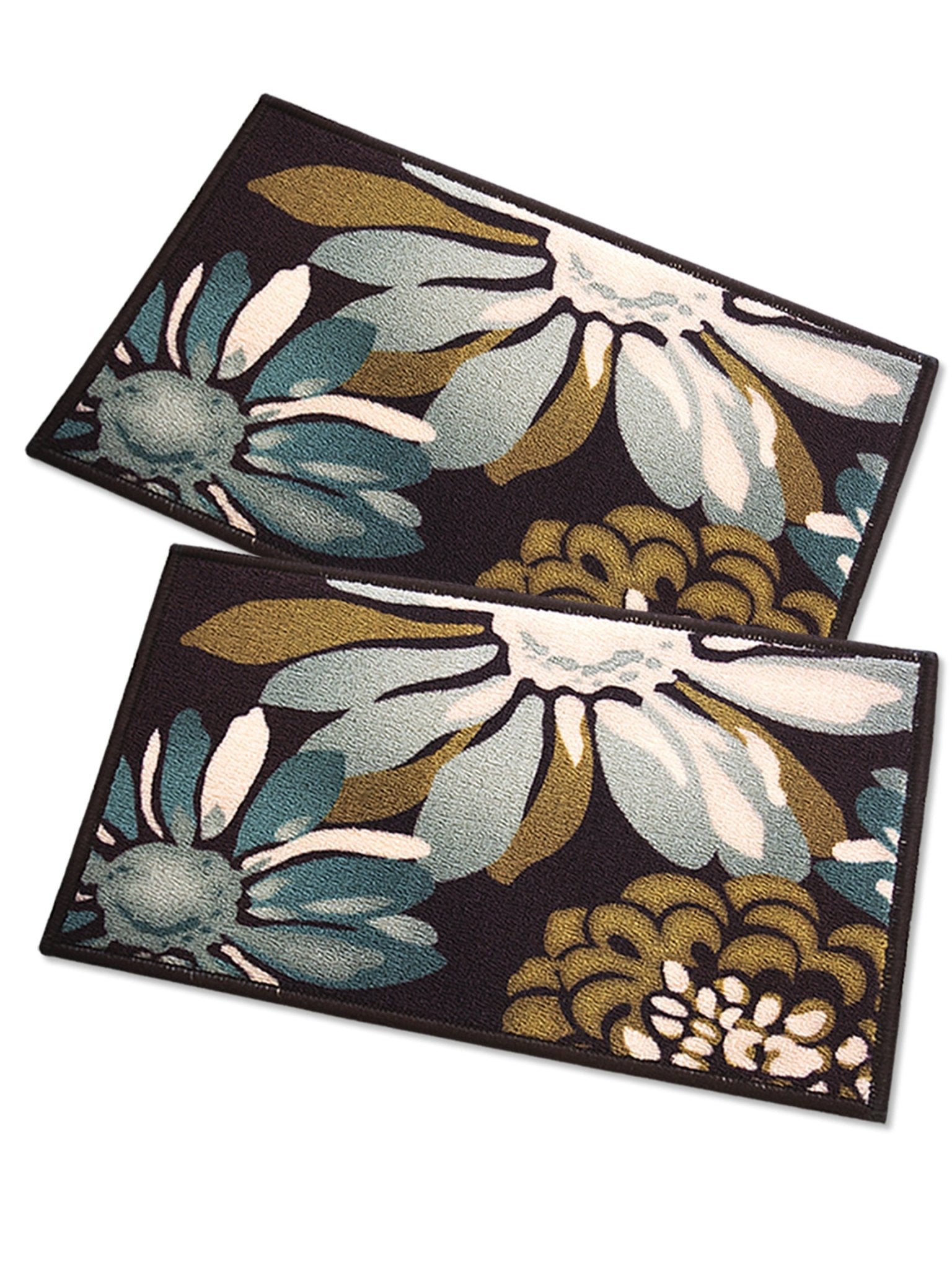 Flower Canvas Premium Anti Slip Printed Door Mat Pack of 2 by Athom Living - Athom Living