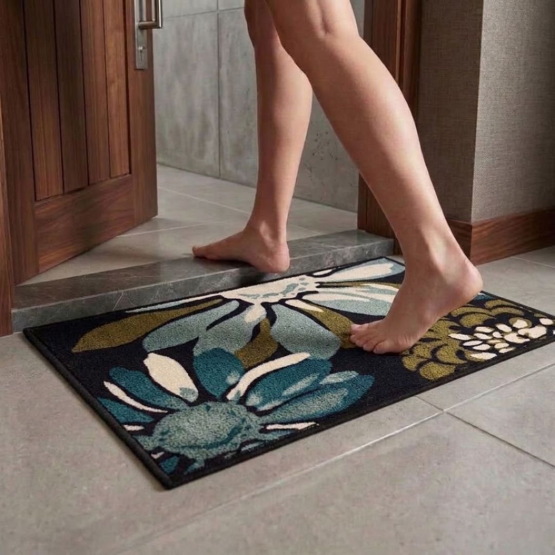 Flower Canvas Premium Anti Slip Printed Door Mat Pack of 3 by Athom Living - Athom Living