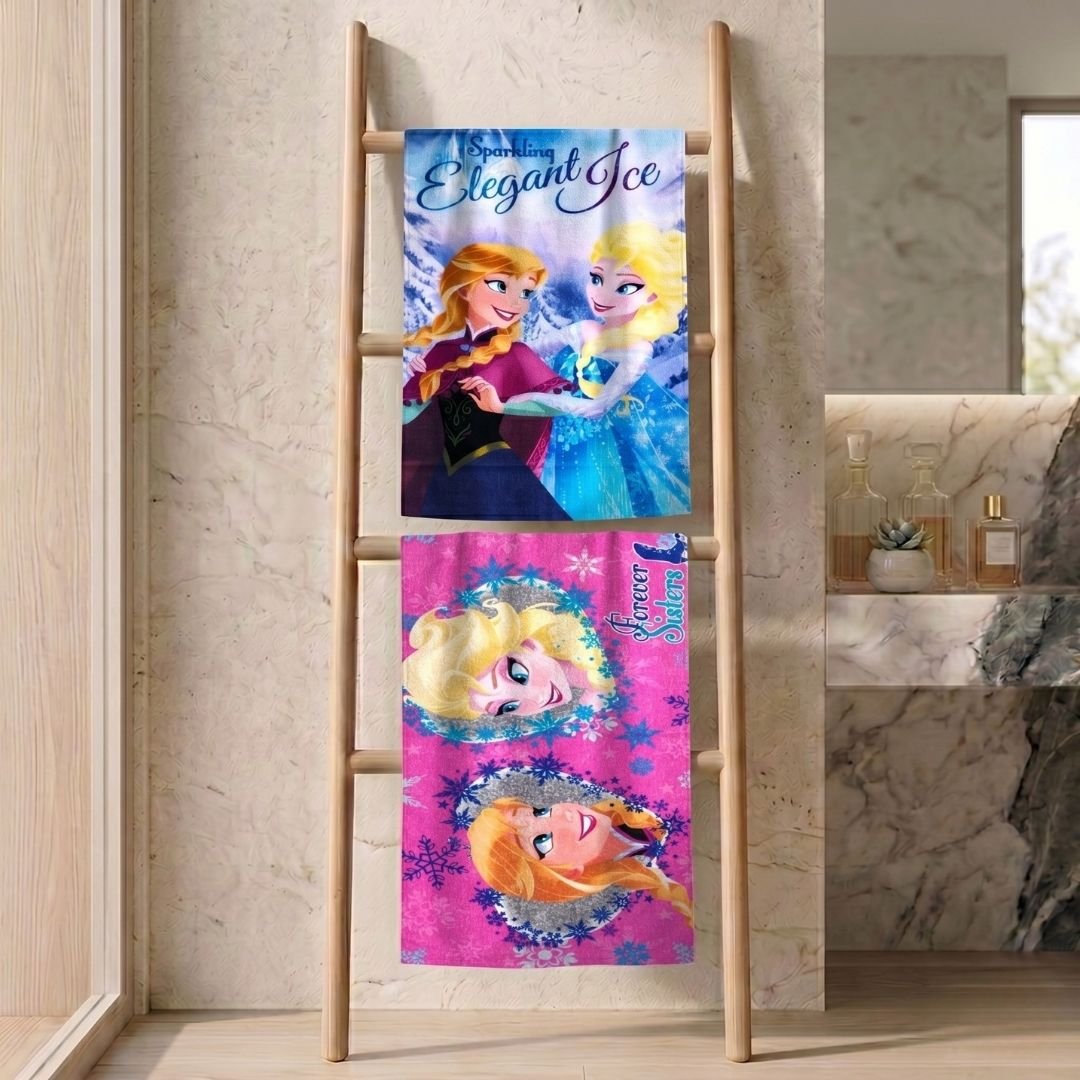 Frozen Elegant Ice & Forever Sisters Elsa Kids Bath Towel Pack of 2 by Athom Living - Athom Living