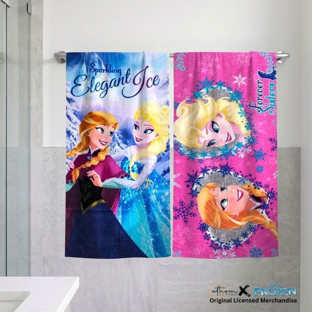Frozen Elegant Ice & Forever Sisters Elsa Kids Bath Towel Pack of 2 by Athom Living - Athom Living