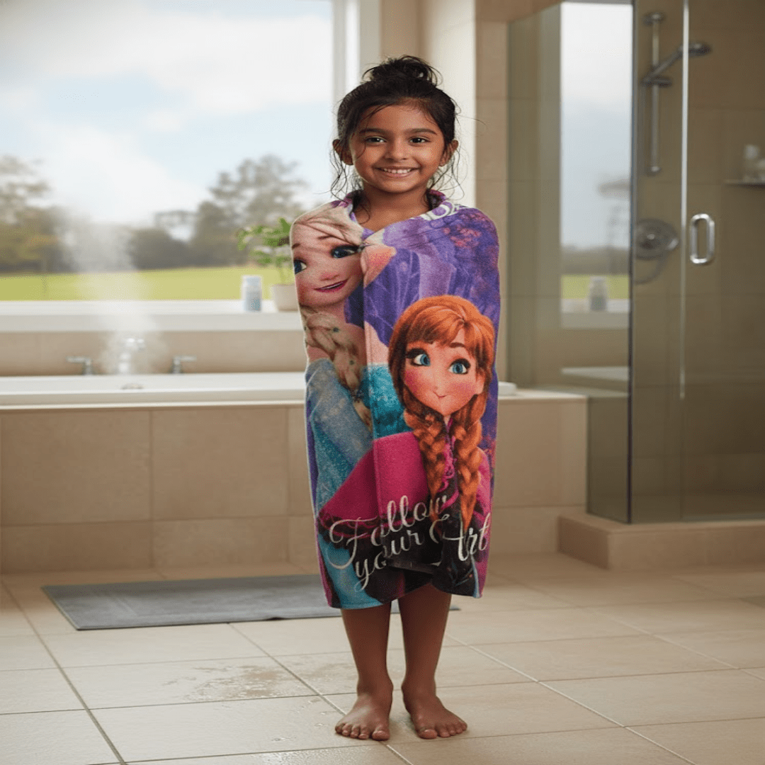 Frozen Kids Bath Towel and Kids Doormat Combo - Pack of 2 by Athom Living - Athom Living
