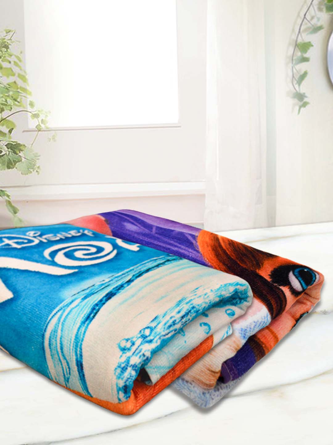 Frozen Sisters & Moana Kids Bath Towel Combo - Pack of 2 by Athom Living - Athom Living