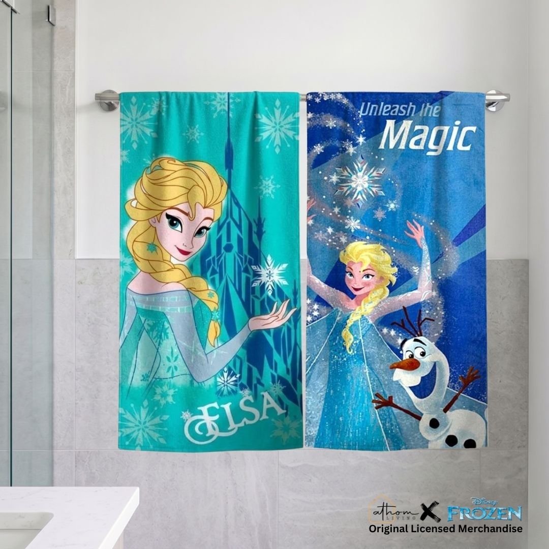 Frozen Unleash The Magic Elsa Kids Cotton Bath Towel Pack of 2 by Athom Living - Athom Living