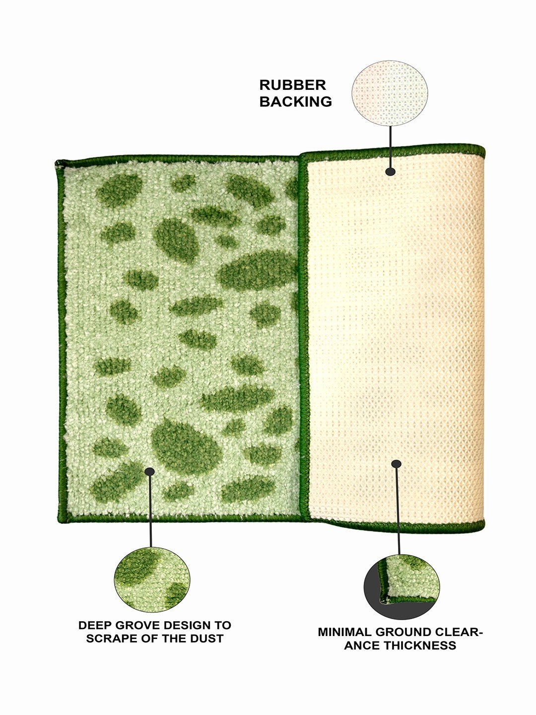 Green Dotted Micro Designer Soft Anti Slip Bath Mat by Athom Living - Athom Living