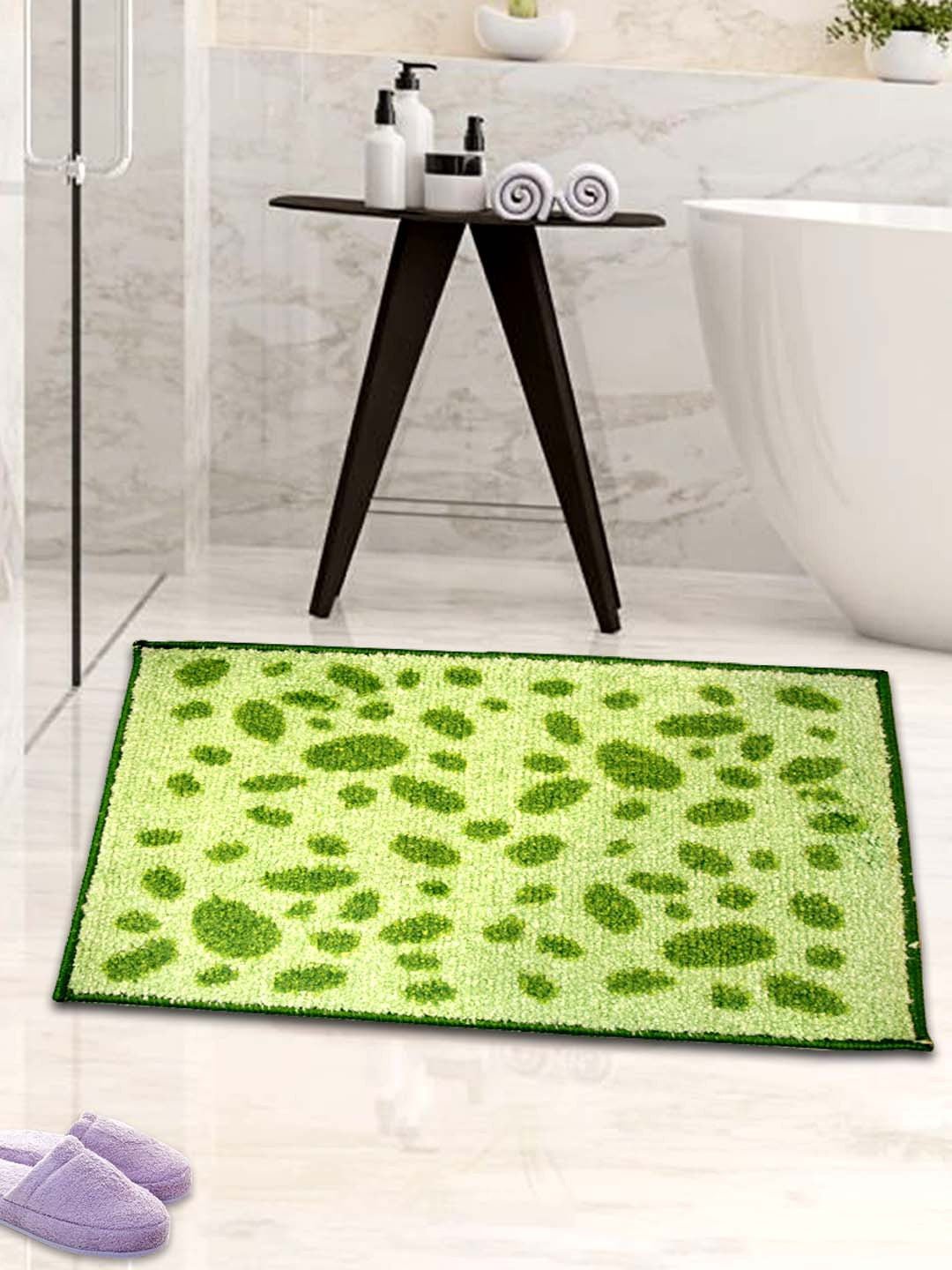 Green Dotted Micro Designer Soft Anti Slip Bath Mat by Athom Living - Athom Living