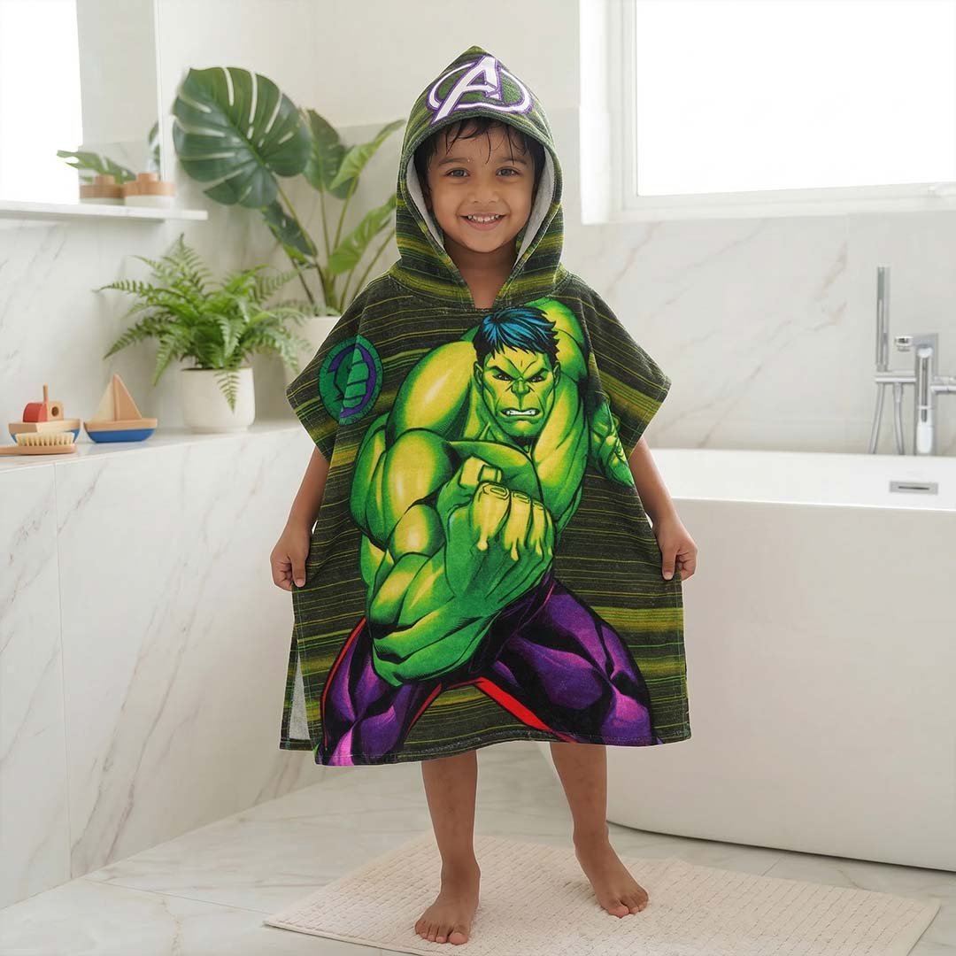 Green Hulk Hooded Poncho Towel for Kids by Athom Living - Athom Living
