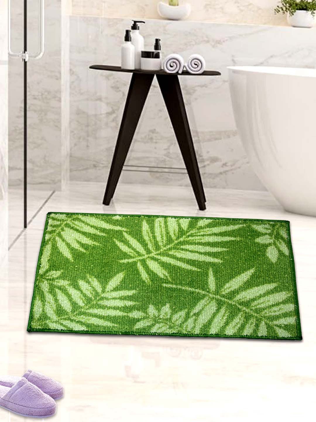 Green Leaf Premium Anti - Slip Printed Bath Mat by Athom Living - Athom Living